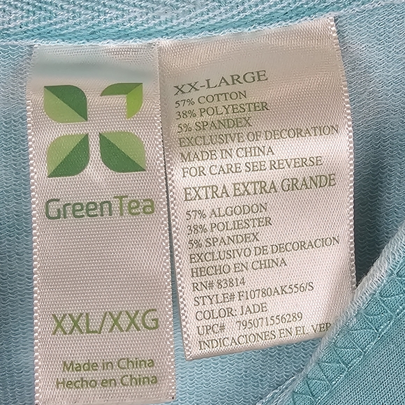 Green‎ Tea Mineral Wash Hoodie Jacket  Teal Green XXL Zip Up Pockets Layer - Picture 2 of 7